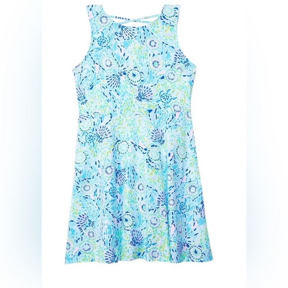 Lilly Pulitzer Girls Carice Dress Blue Ibiza Open Water size 14 - Picture 2 of 5